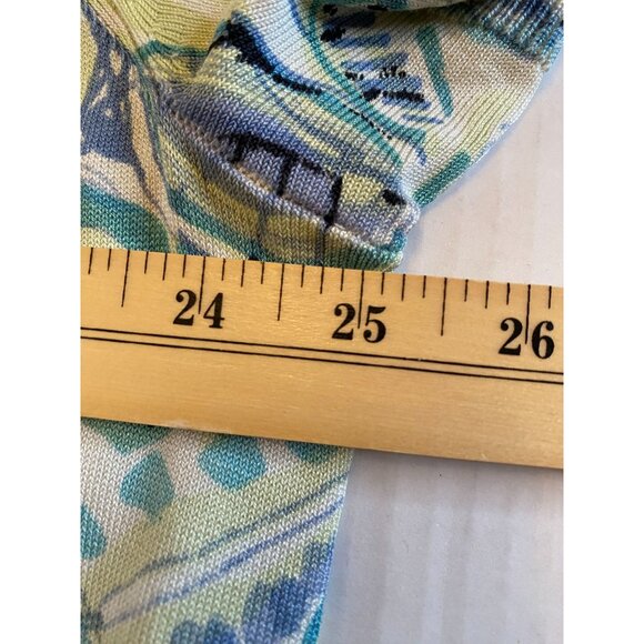 Emma James Blue and White Floral Scoop Neck Knit Tank with Beading Size 3X - Picture 6 of 9